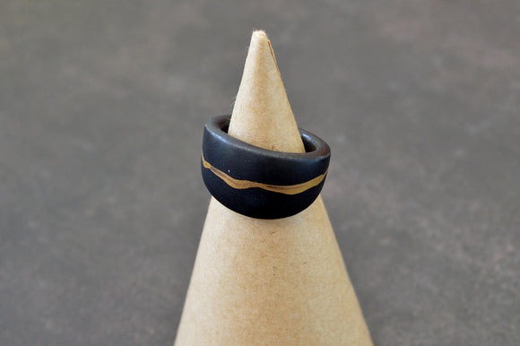 טבעת עיטור זהב- שחור מט - Rotem Tal